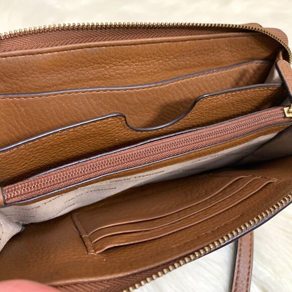 MICHAEL KORS Vintage JET SET Large Double Zip Brown Leather Wrist Wallet - Picture 10 of 16